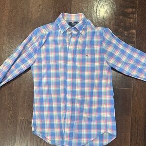 Vineyard Vines Blue and Pink Plaid Shirt